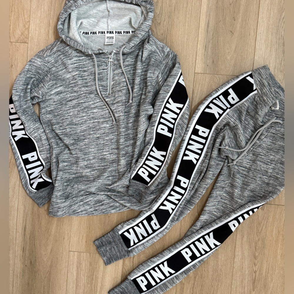 PINK Victoria's Secret Heathered Gray Zip-Up